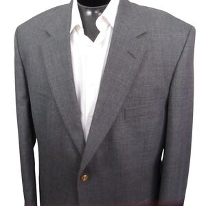 Wimbledon Classic Gray Blazer 44L Gray Crosshatch Gold Button Single Vent